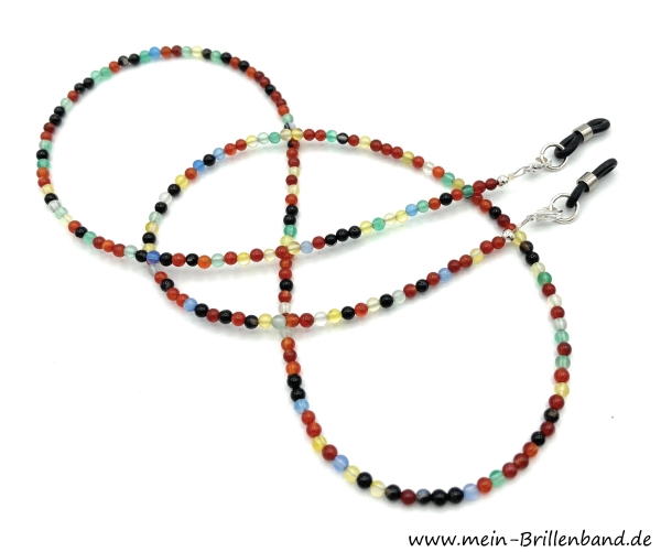 %Brillenkette - Brillenband - Maskenkette aus Edelsteinen Achat "bunt"