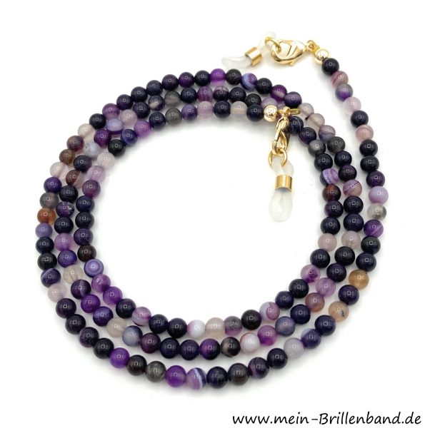 %Brillenkette - Brillenband aus Edelsteinen Achat "lila"