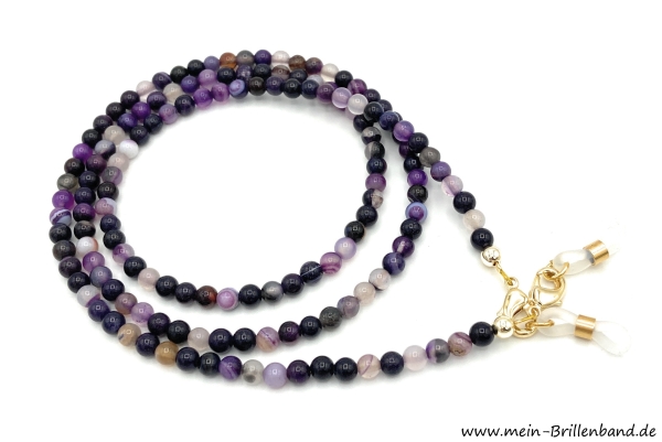 %Brillenkette - Brillenband aus Edelsteinen Achat "lila"