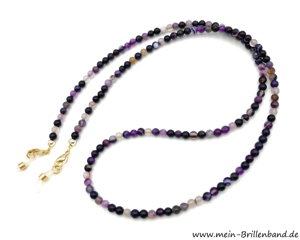 %Brillenkette - Brillenband aus Edelsteinen Achat "lila"