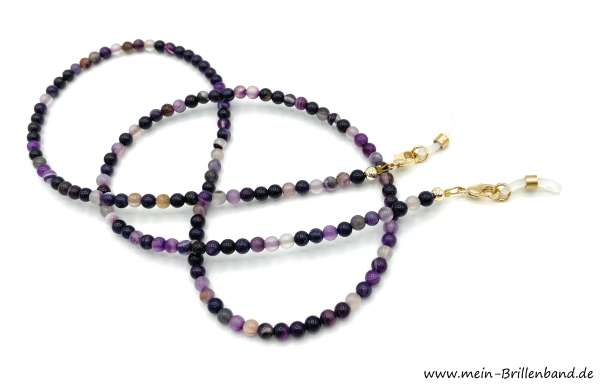 %Brillenkette - Brillenband aus Edelsteinen Achat "lila"