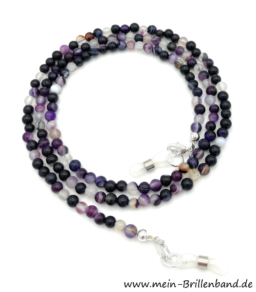 Brillenkette - Brillenband aus Edelsteinen Achat "lila"