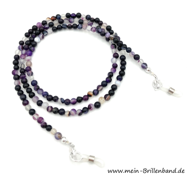 Brillenkette - Brillenband aus Edelsteinen Achat "lila"