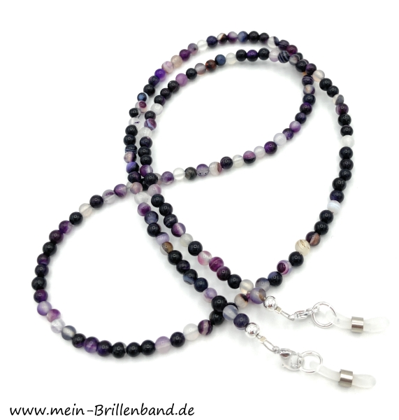 Brillenkette - Brillenband aus Edelsteinen Achat "lila"