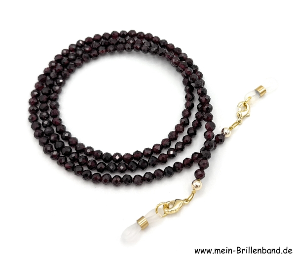 Brillenkette - Brillenband aus Edelsteinen facettierter Granat "dunkelrot"