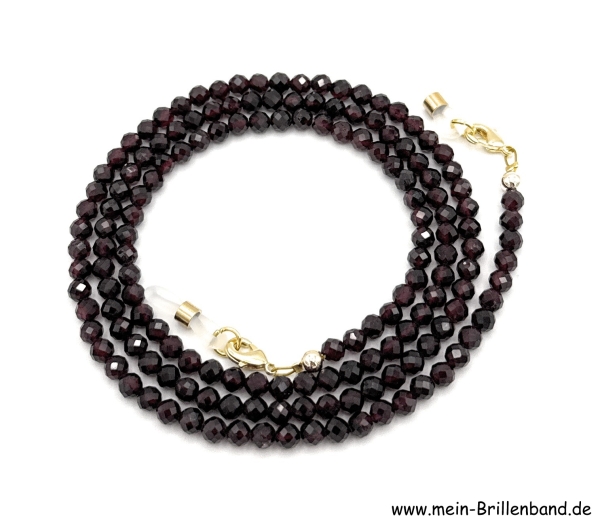 Brillenkette - Brillenband aus Edelsteinen facettierter Granat "dunkelrot"