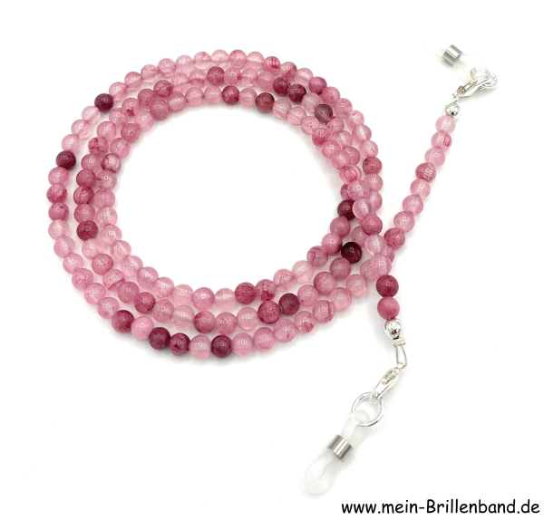 Brillenkette - Brillenband aus Edelsteinen Jade"rosa"