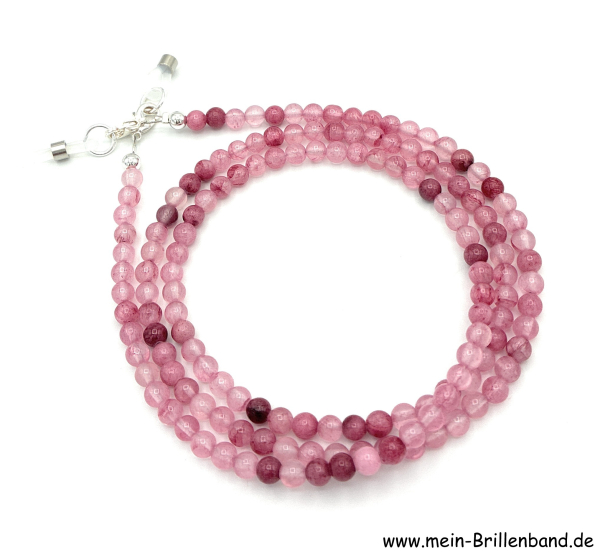 Brillenkette - Brillenband aus Edelsteinen Jade"rosa"