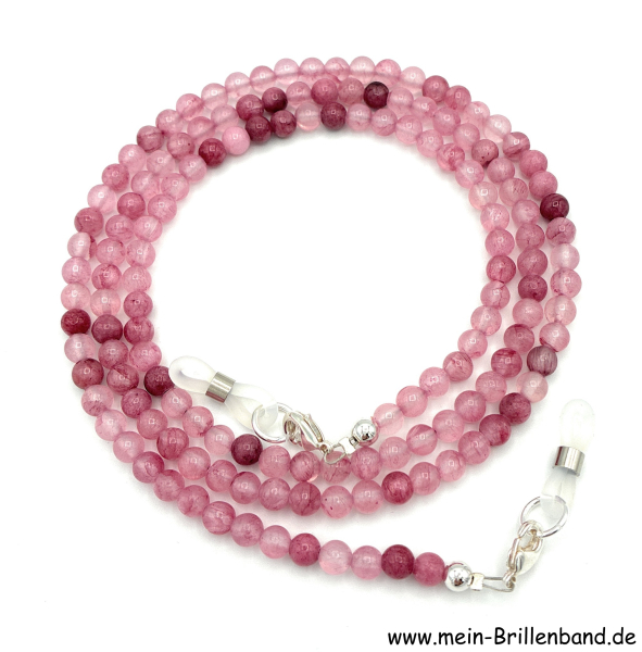 Brillenkette - Brillenband aus Edelsteinen Jade"rosa"