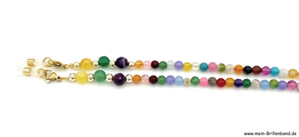 Brillenkette - Brillenband aus Edelsteinen Jade - Achat "bunt"