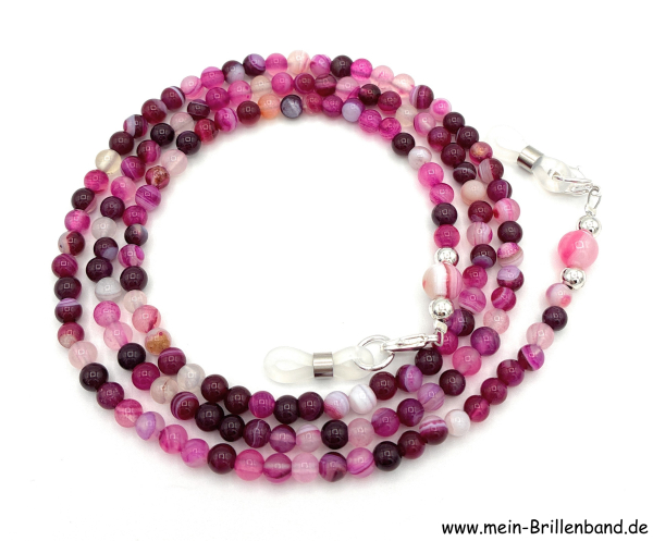 Brillenkette - Brillenband aus Edelsteinen Achat "pink"