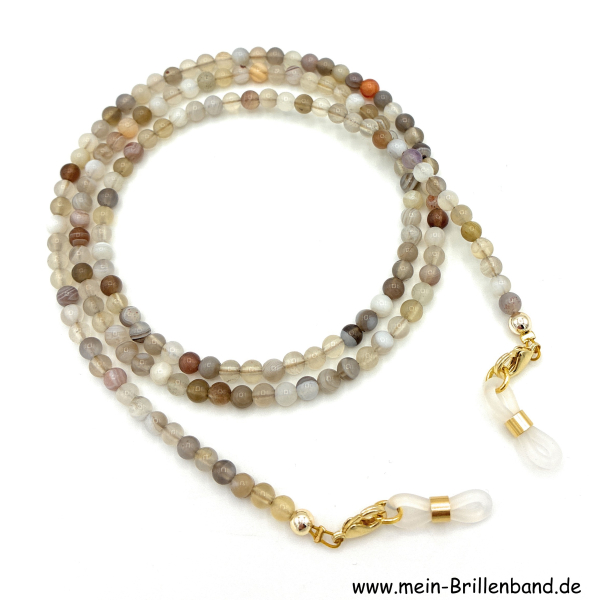 Brillenkette - Brillenband aus Edelsteinen Natur Botswana Achat