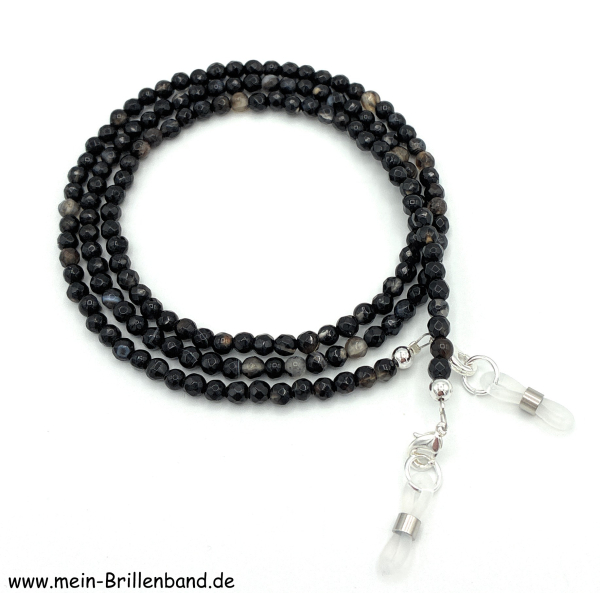 Brillenkette - Brillenband aus Edelsteinen facettierter Achat "schwarz"