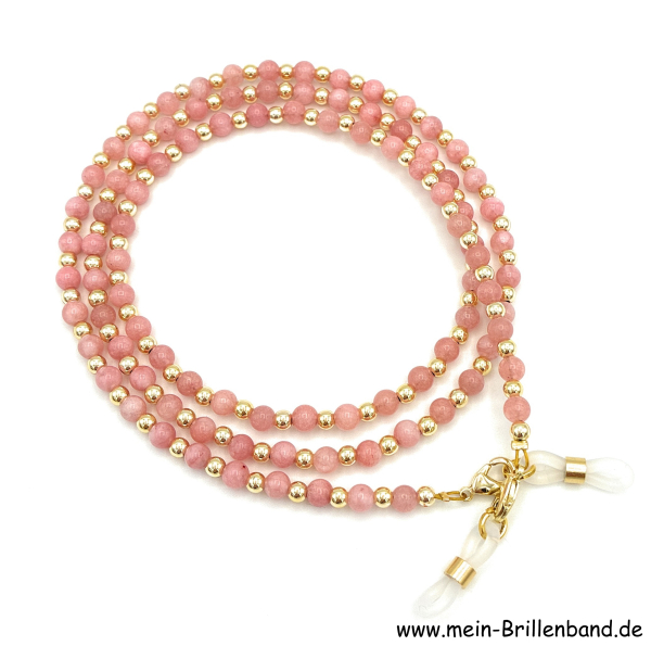 Brillenkette - Brillenband aus Edelsteinen Jade "koralle"