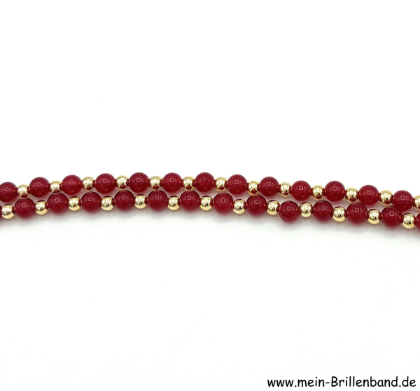 Brillenkette - Brillenband aus Edelsteinen Jade "rot"
