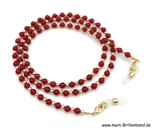 Brillenkette - Brillenband aus Edelsteinen Jade "rot"