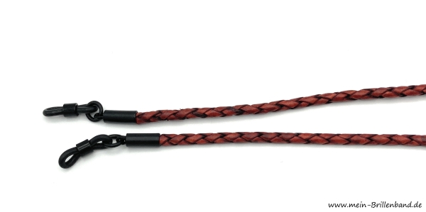 Brillenkette - Brillenband aus geflochtenem Leder "rostbraun"
