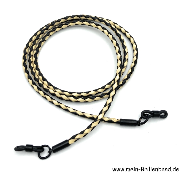 Brillenkette - Brillenband aus geflochtenem Leder "schwarz-natur"