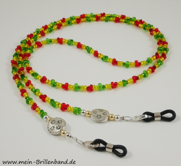 %Brillenkette - Brillenband "gold-rot-grün"