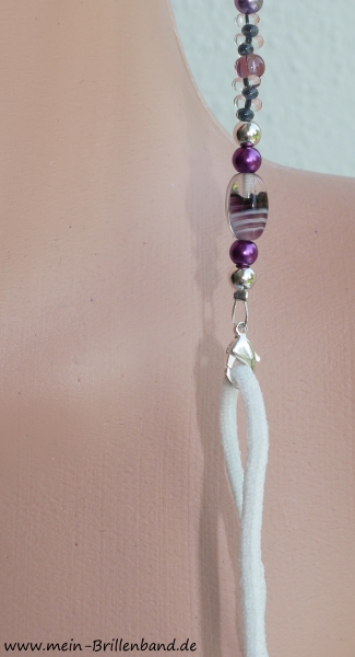 %Brillenkette - Brillenband - Mundschutzhalter - Maskenhalter "violett-rauchquarz"