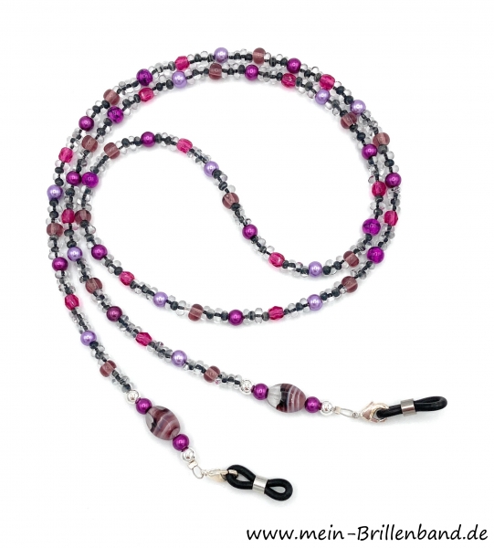 %Brillenkette - Brillenband - Mundschutzhalter - Maskenhalter "violett-rauchquarz"