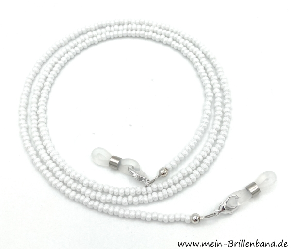 Brillenkette - Brillenband "weiß opak mit Lüster"