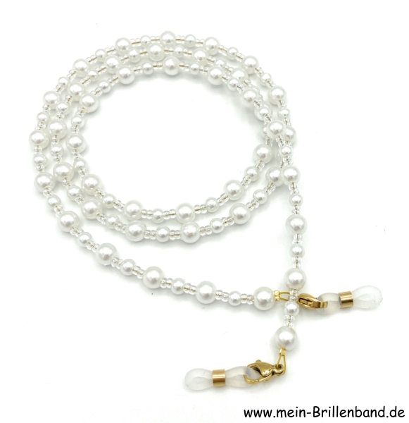 Brillenkette - Brillenband "weiss - kristall"