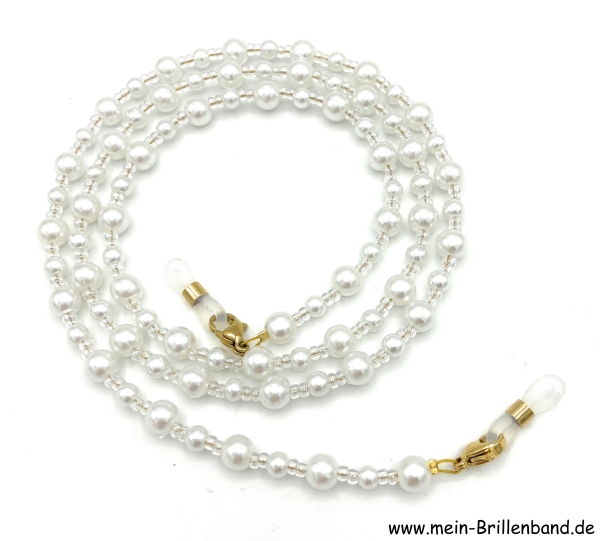 Brillenkette - Brillenband "weiss - kristall"