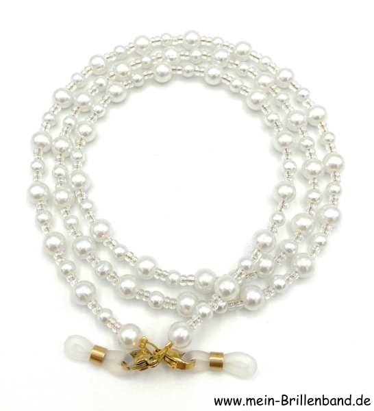 Brillenkette - Brillenband "weiss - kristall"