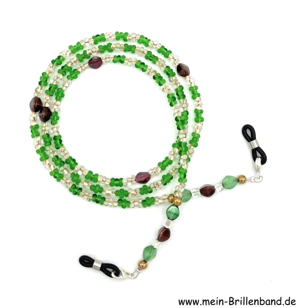 Brillenkette - Brillenband "grün - kristall gold"