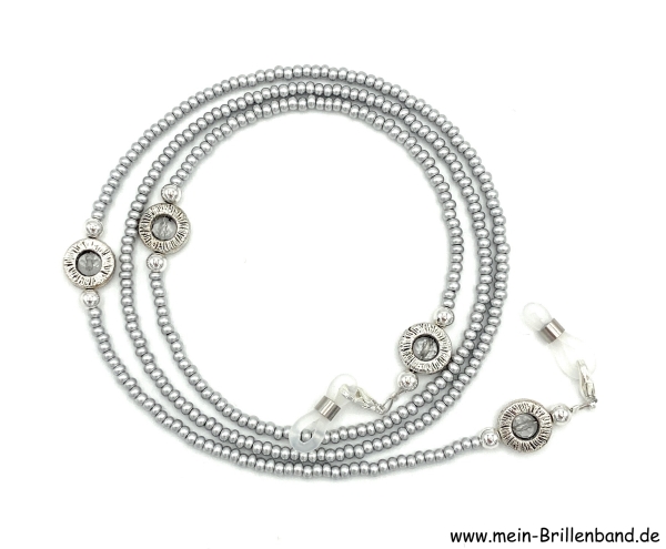 %Brillenkette - Brillenband "perlmutt-silbergrau"