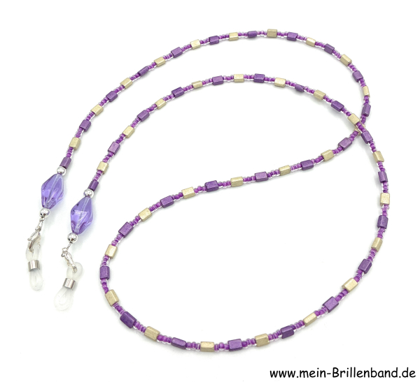 Brillenkette - Brillenband "beige - lila"