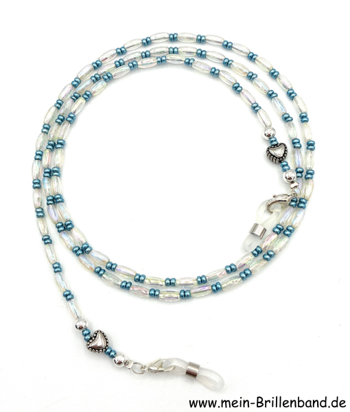 Brillenkette - Brillenband "weiß - türkisgrün"