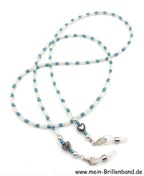 Brillenkette - Brillenband "weiß - türkisgrün"