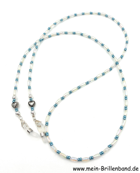 Brillenkette - Brillenband "weiß - türkisgrün"