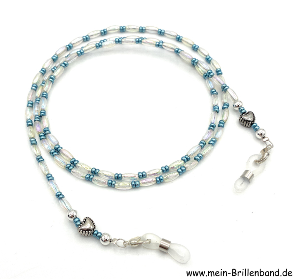 Brillenkette - Brillenband "weiß - türkisgrün"