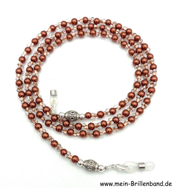 Brillenkette - Brillenband "braun - kristall kupfer"