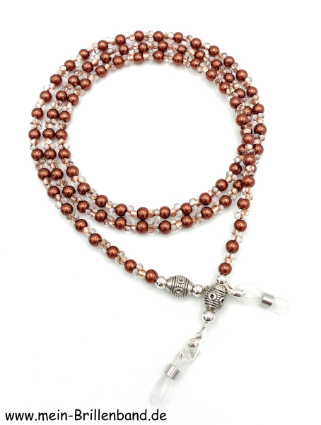 Brillenkette - Brillenband "braun - kristall kupfer"