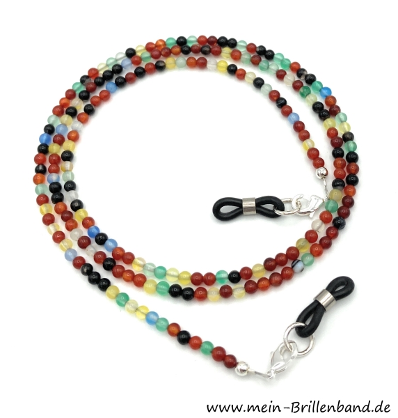 %Brillenkette - Brillenband - Maskenkette aus Edelsteinen Achat "bunt"