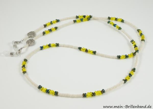 %Brillenkette - Brillenband "Champagner-Grün-Gelb"