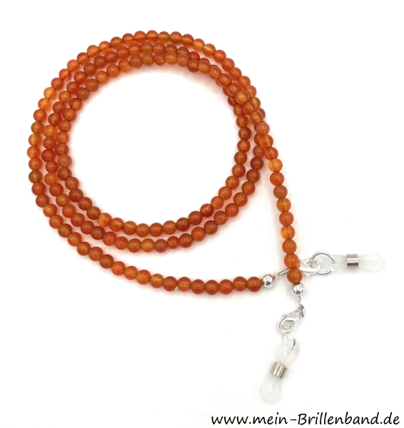 Brillenkette - Brillenband aus Edelsteinen Karneol "Orange-Rot"