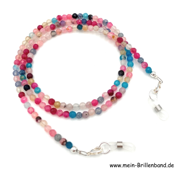 %Brillenkette - Brillenband aus Edelsteinen facettierter Achat "bunt"