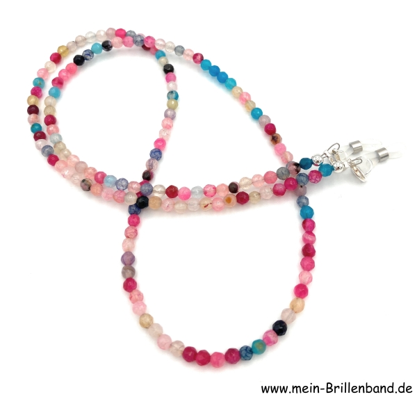 %Brillenkette - Brillenband aus Edelsteinen facettierter Achat "bunt"