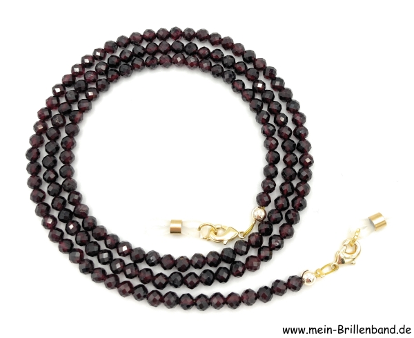Brillenkette - Brillenband aus Edelsteinen facettierter Granat "dunkelrot"