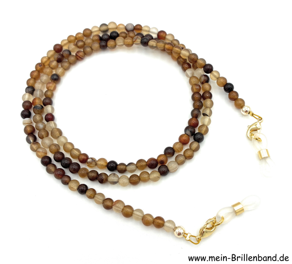 Brillenkette - Brillenband aus Edelsteinen Achat "braun"