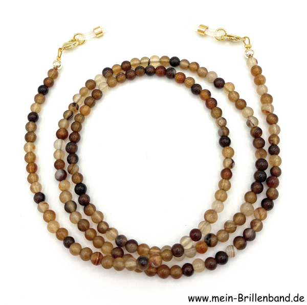 Brillenkette - Brillenband aus Edelsteinen Achat "braun"