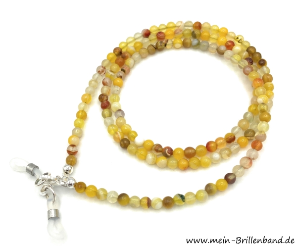 %Brillenkette - Brillenband aus Edelsteinen Achat "gelb"