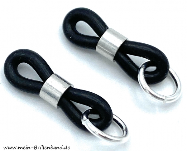 Premium - Brillenschlaufen schwarz - silber mit Öse