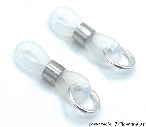 Premium - Brillenschlaufen transparent - silber mit Öse