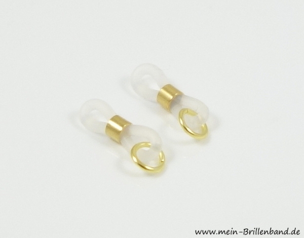 Premium - Brillenschlaufen transparent - gold mit Öse